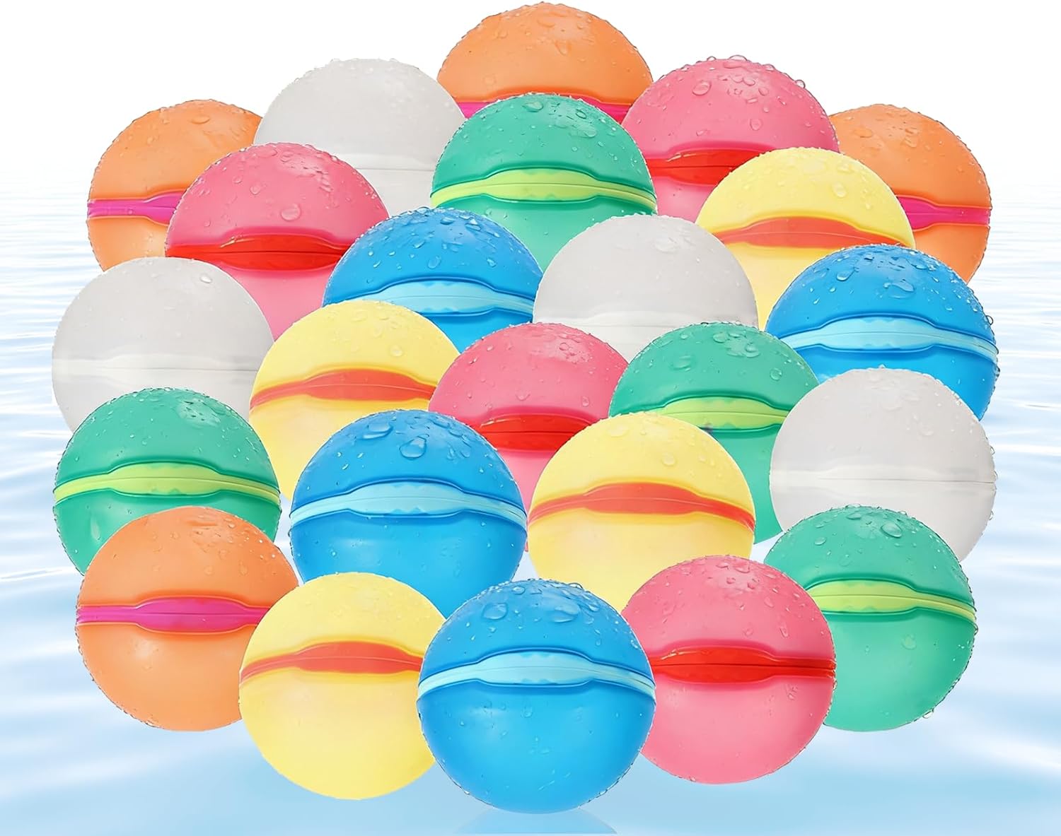 Reusable Water Balloons, 24 Pack Magnetic Refillable Water Balloons Quick Fill, Summer Fun for Kids Outdoor Pool Water Toys, Reusable Summer Outdoor Toys (24pcs)